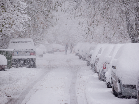 street and cars covered in snow