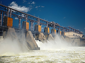 electric hydro station on the river