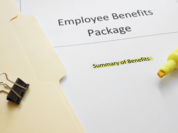 Employee summary of benefits documents with highlighted text
